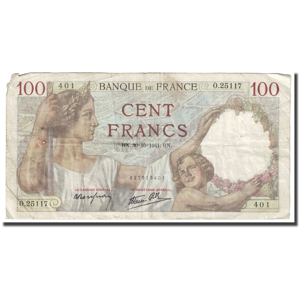 Frankreich, 100 Francs, Sully, 1941, 1941-10-30, SGE+, Fayette:26.59, KM:94