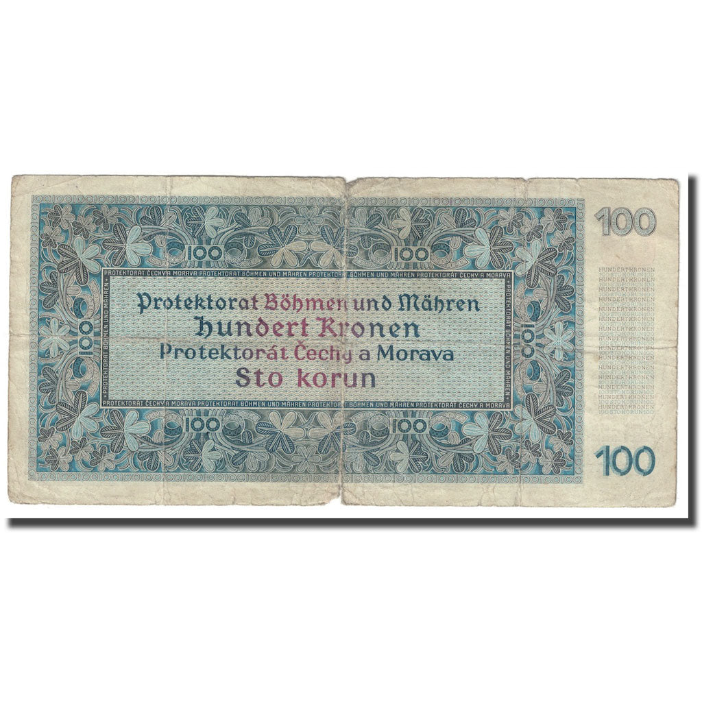 Banknote, Bohemia and Moravia, 100 Korun, 1940, KM:7a, VG(8-10)