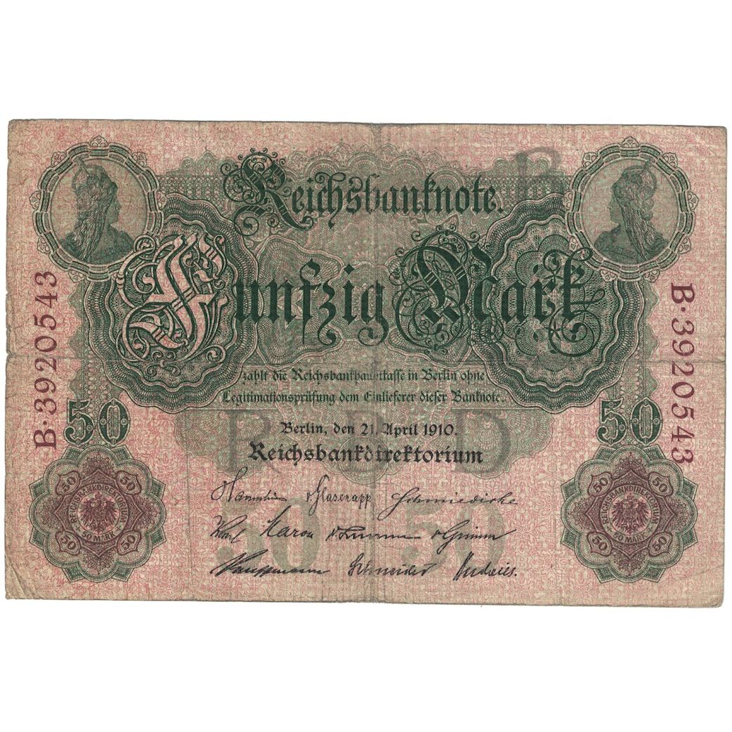 Billete, 50 Mark, 1910, Alemania, 1910-04-21, KM:41, BC