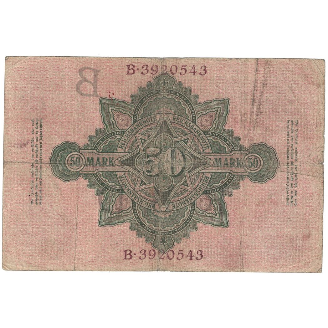 Billete, 50 Mark, 1910, Alemania, 1910-04-21, KM:41, BC