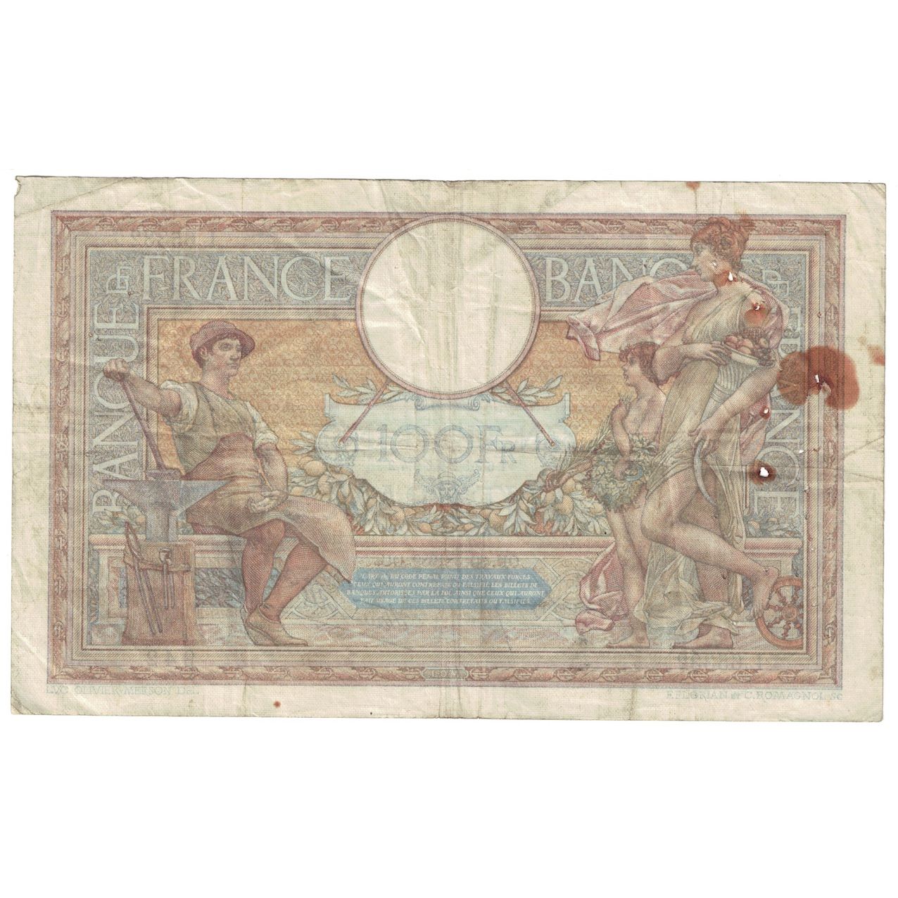 Francia, 100 Francs, Luc Olivier Merson, 1939, 1939-03-30, B, Fayette:25.44