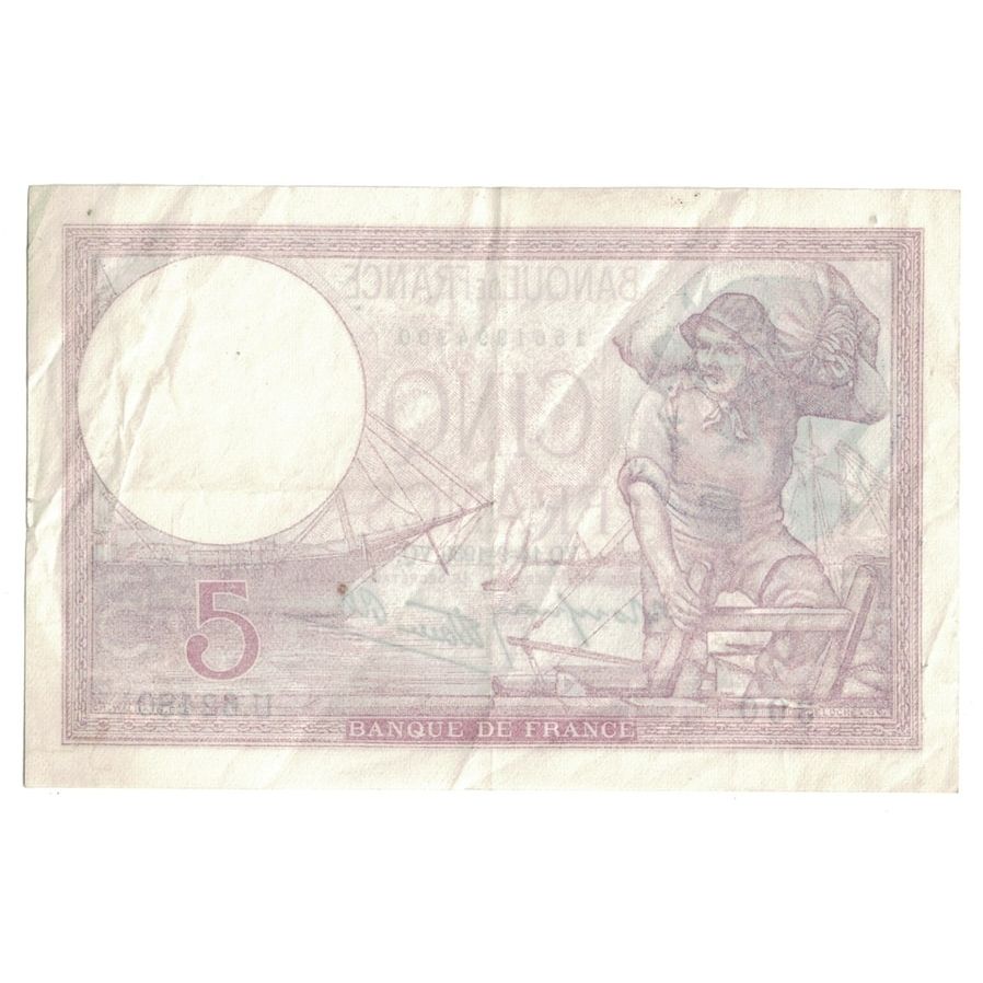 França, 5 Francs, Violet, 1939, 1939-09-14, AU(50-53), Fayette:04.08, KM:83