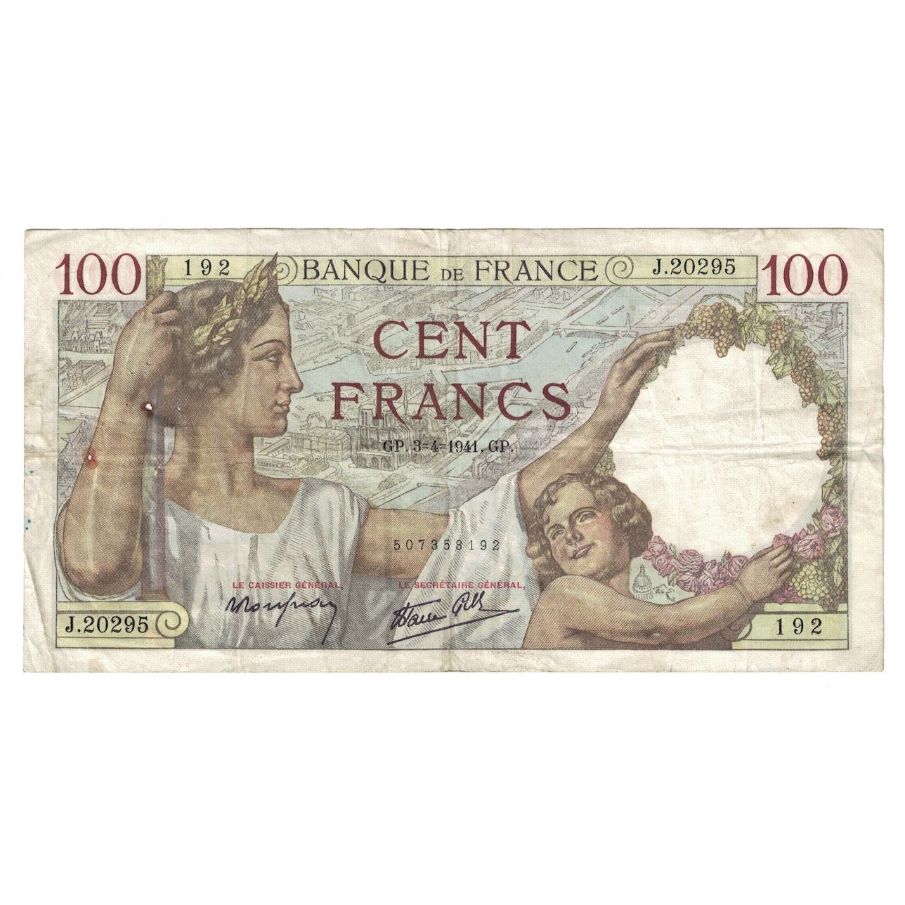 Frankreich, 100 Francs, Sully, 1941, 1941-04-03, S+, Fayette:26.49, KM:94