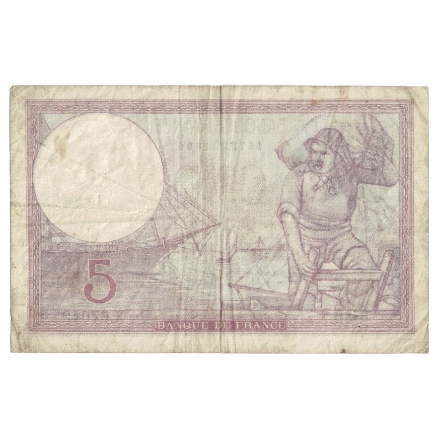 Francja, 5 Francs, Violet, 1940, 1940-12-05, VF(20-25), Fayette:4.16, KM:83