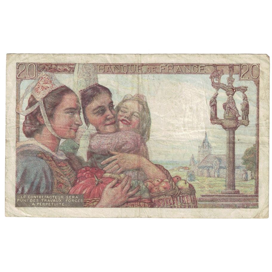 Francia, 20 Francs, Pêcheur, 1942, 1942-11-05, RC+, Fayette:13.4, KM:100a