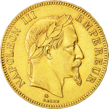 Moneta, Francia, Napoleon III, Napoléon III, 100 Francs, 1866, Paris, BB+, Oro