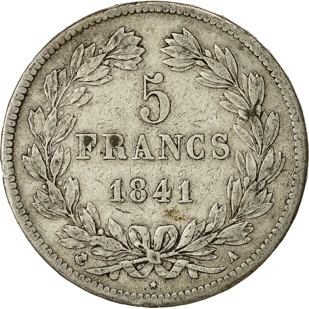Münze, Frankreich, Louis-Philippe, 5 Francs, 1841, Paris, S+, Silber, KM:749.1
