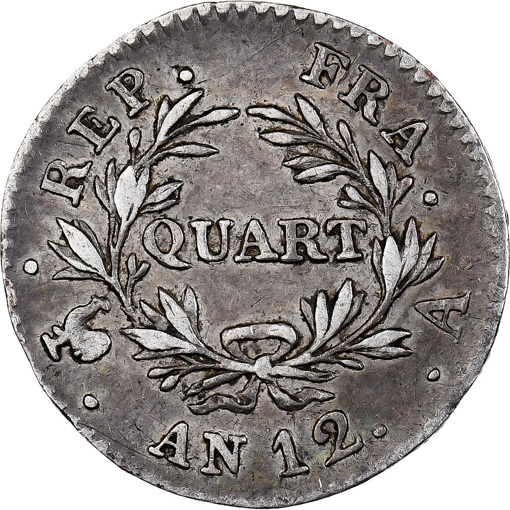 France, Bonaparte Premier Consul, Quart, An 12, Paris, Argent, TTB+