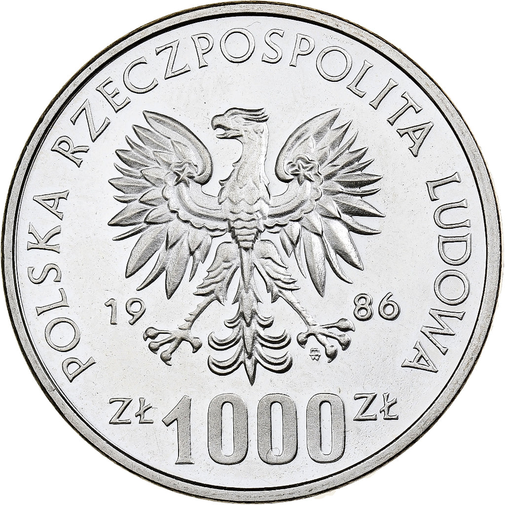 Polonia, 1000 Zlotych, National Schools Aid Action, 1986, Warsaw, Essai, Proof
