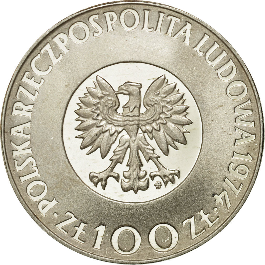 Coin, Poland, 100 Zlotych, 1974, Warsaw, MS(65-70), Silver, KM:68