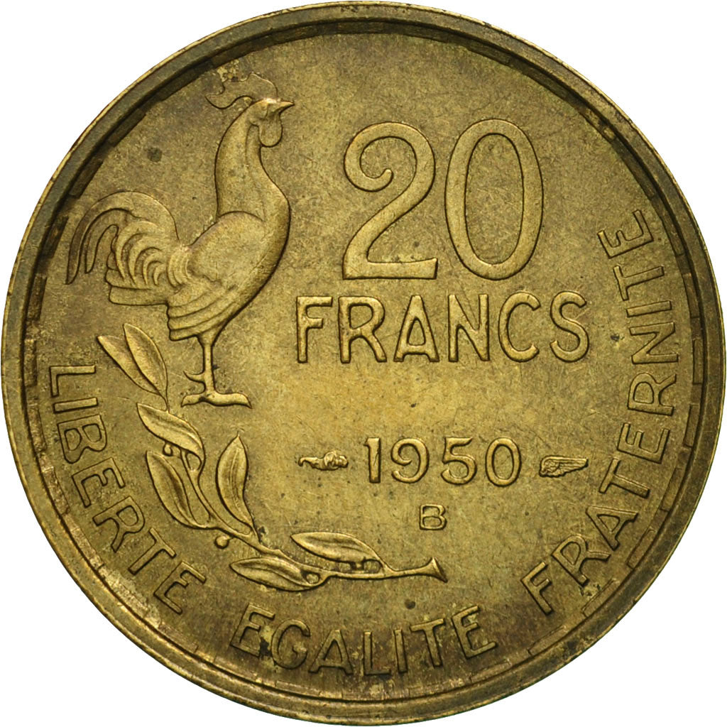 Moneta, Francia, Guiraud, 20 Francs, 1950, Beaumont - Le Roger, BB