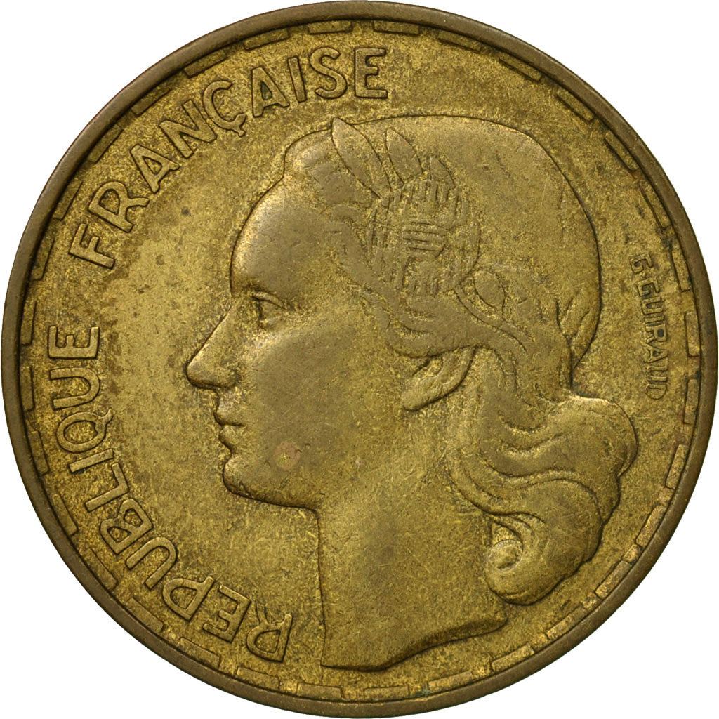 Moneta, Francja, Guiraud, 50 Francs, 1954, Paris, EF(40-45), Aluminium-Brąz