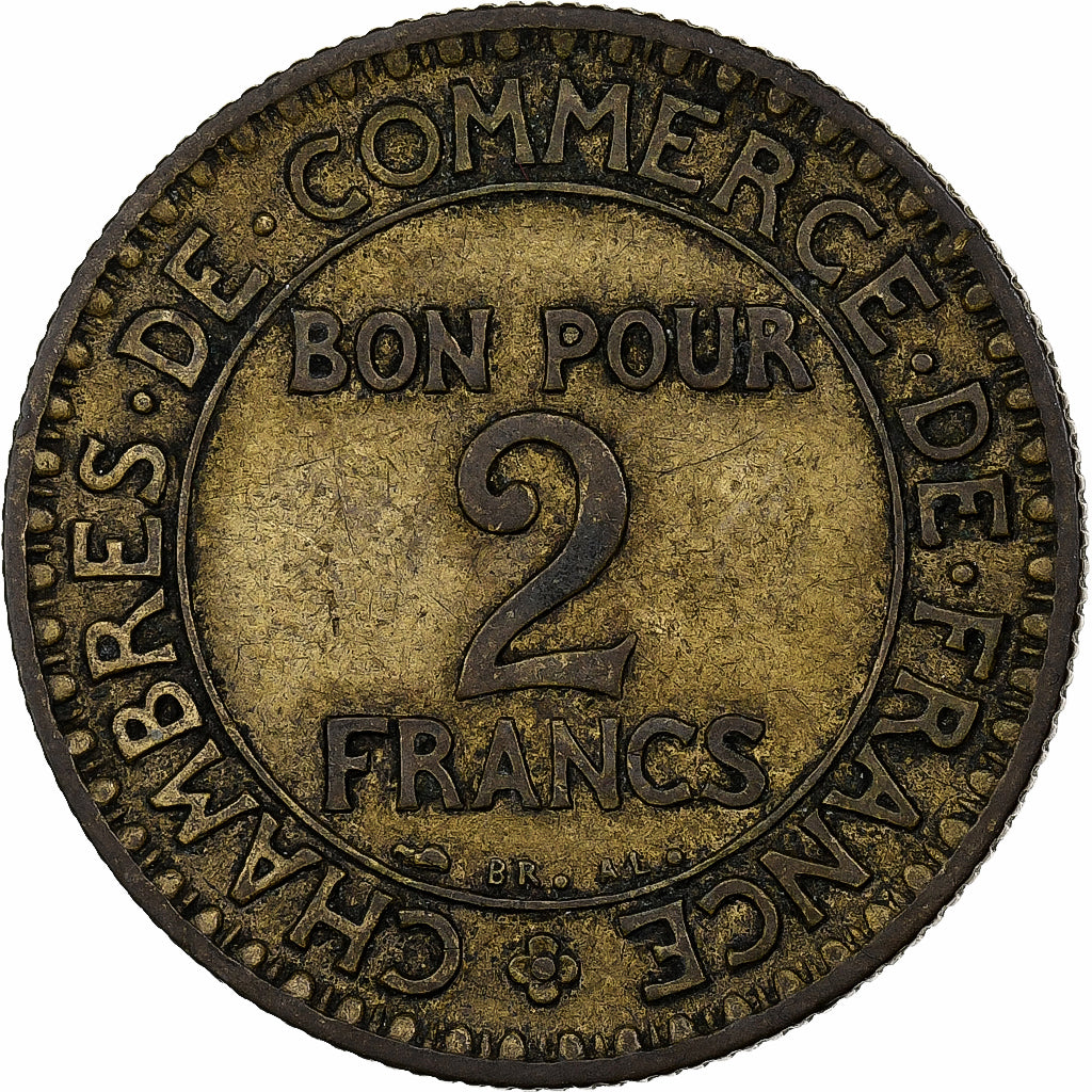 France, 2 Francs, Chambre de commerce, 1927, Paris, Aluminum-Bronze, VF(30-35)