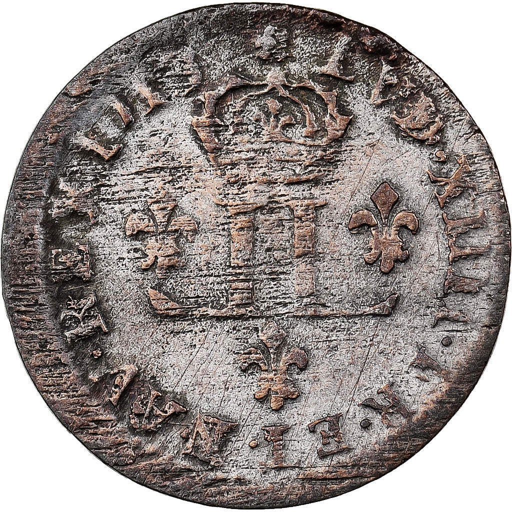 França, Louis XIV, 15 Deniers, 1713, Metz, Lingote, VF(30-35), Gadoury:95