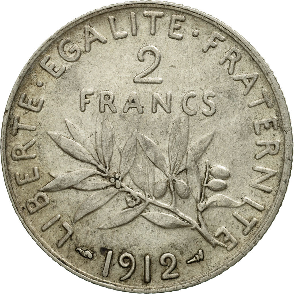 Monnaie, France, Semeuse, 2 Francs, 1912, Paris, TTB, Argent, Gadoury:532