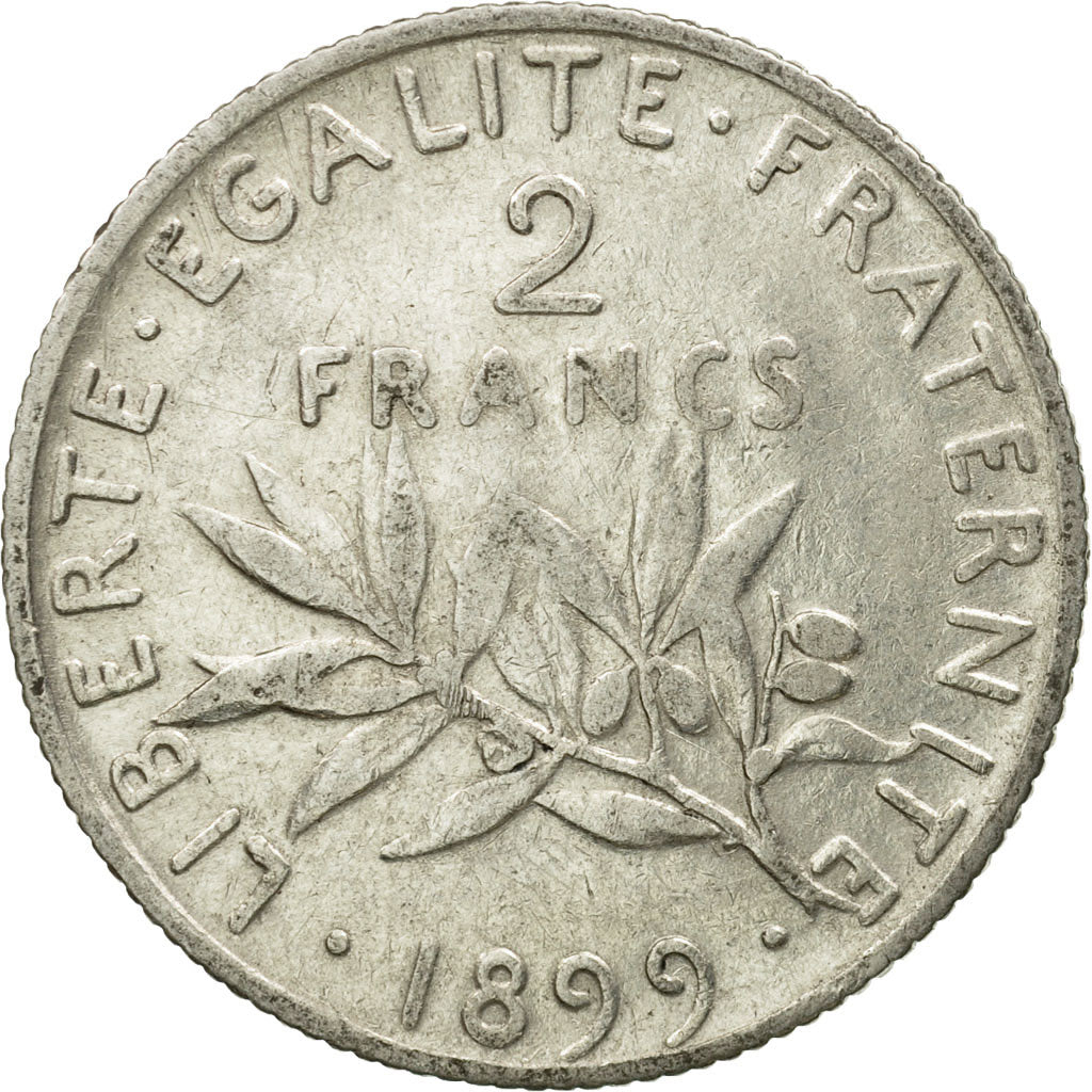 Moneda, Francia, Semeuse, 2 Francs, 1899, Paris, MBC, Plata, KM:845.1