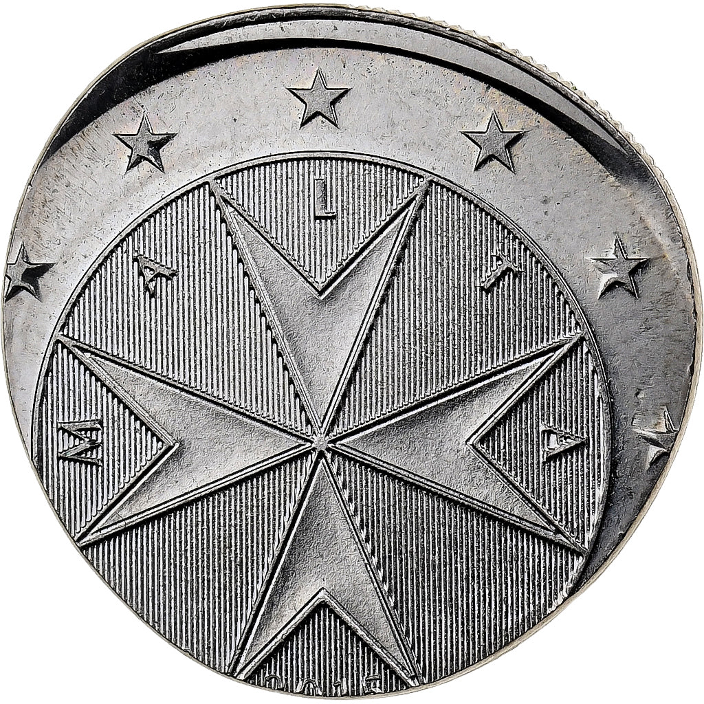 Malta, Euro, Fautée - strike on core, Copper-nickel, MS(60-62), Gadoury:EM