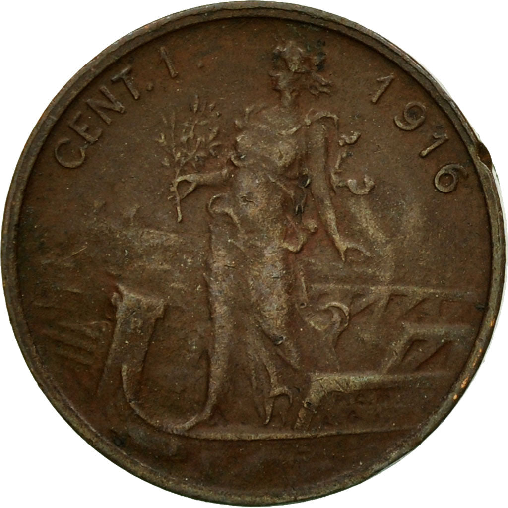 Coin, Italy, Vittorio Emanuele III, Centesimo, 1916, Rome, EF(40-45), Bronze