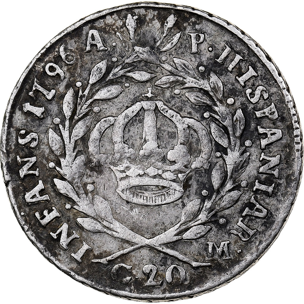 Royaume de Naples, Ferdinand IV, 20 Grana, 1796, Naples, Argent, TB+, KM:210