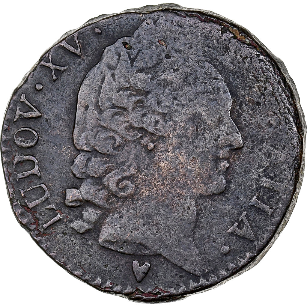 France, Louis XV, Sol d'Aix, 1772, Aix, Cuivre, TB, Gadoury:279