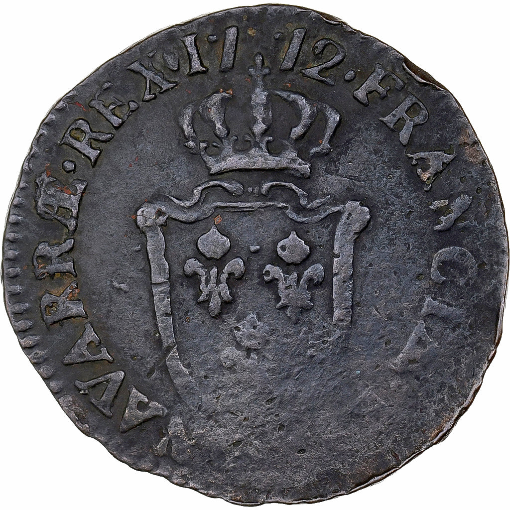 France, Louis XV, Sol d'Aix, 1772, Aix, Cuivre, TB, Gadoury:279