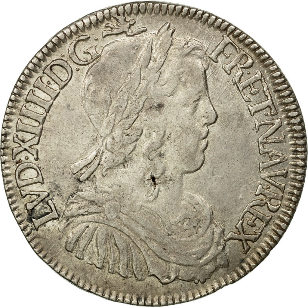 Francia, Louis XIV, 1/2 Écu à la mèche longue, 1651, Perpignan, Argento, BB