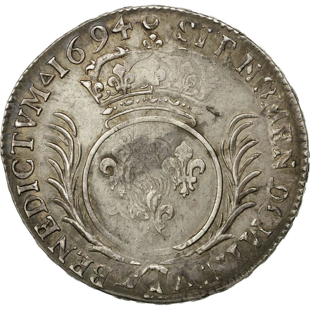 Moneta, Francia, Louis XIV, Écu aux palmes, Ecu, 1694, Paris, BB, Argento