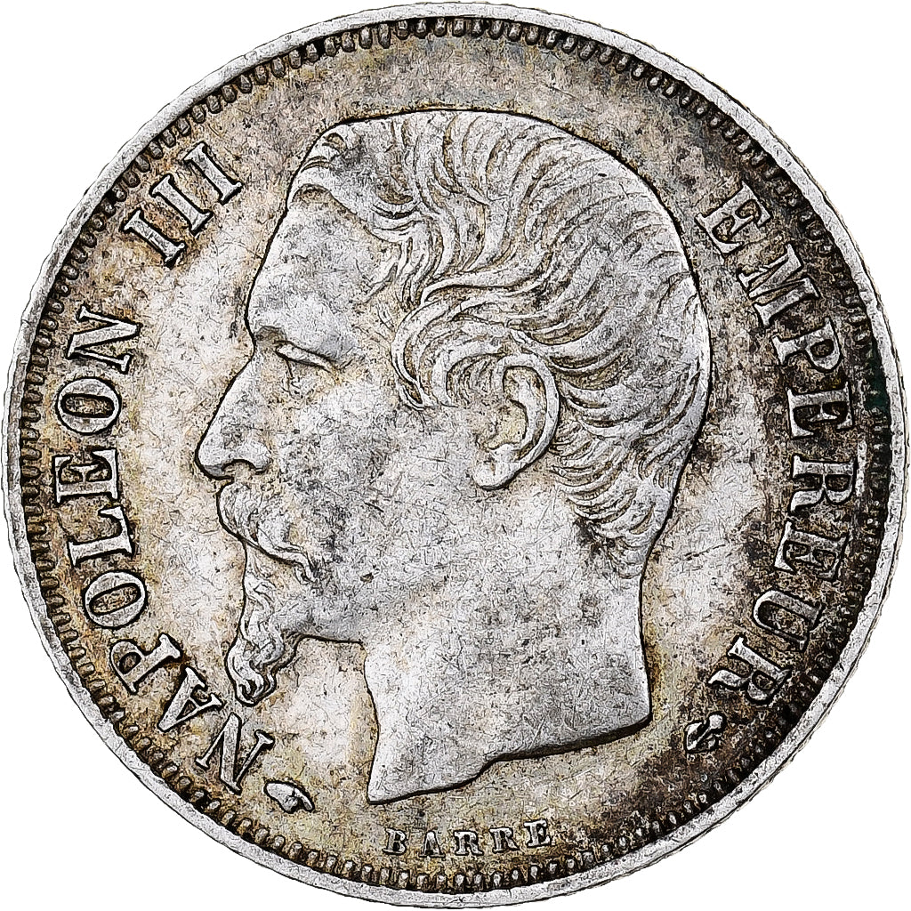 Francia, Napoleon III, 1 Franc, 1860, Paris, Plata, MBC+, Gadoury:460, KM:779.1