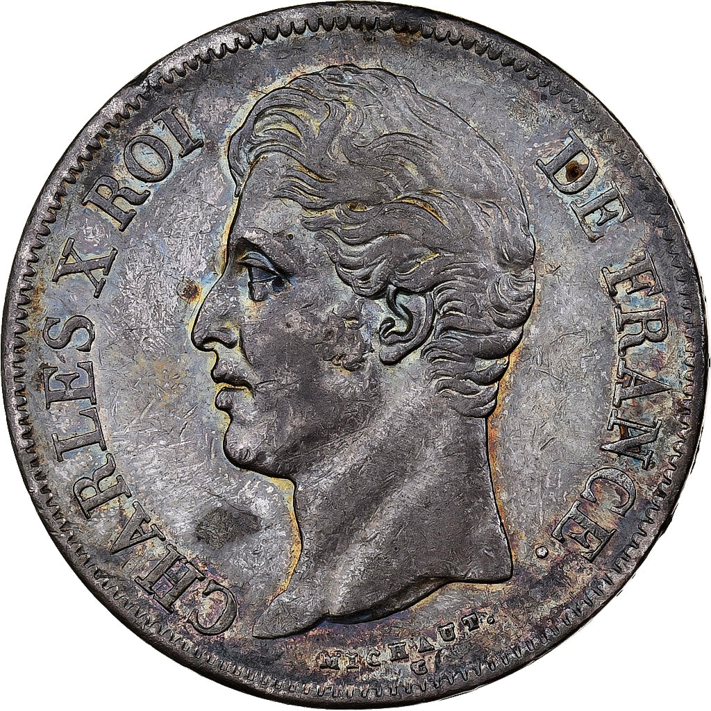 França, Charles X, 5 Francs, 1828, Rouen, Prata, EF(40-45), Gadoury:644