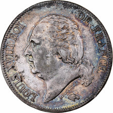 Frankreich, Louis XVIII, 5 Francs, 1823, Paris, Silber, SS+, Gadoury:614