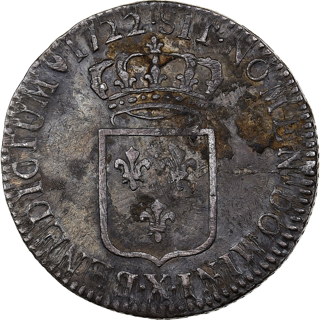 France, Louis XV, 1/3 écu de France, 1722, Amiens, Argent, TB+, Gadoury:306