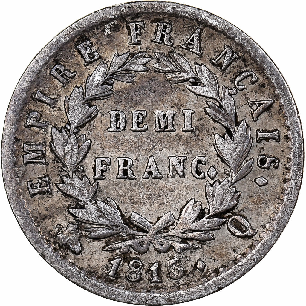 France, Napoléon Ier, 1/2 Franc, 1813, Perpignan, Argent, TB+, Gadoury:399