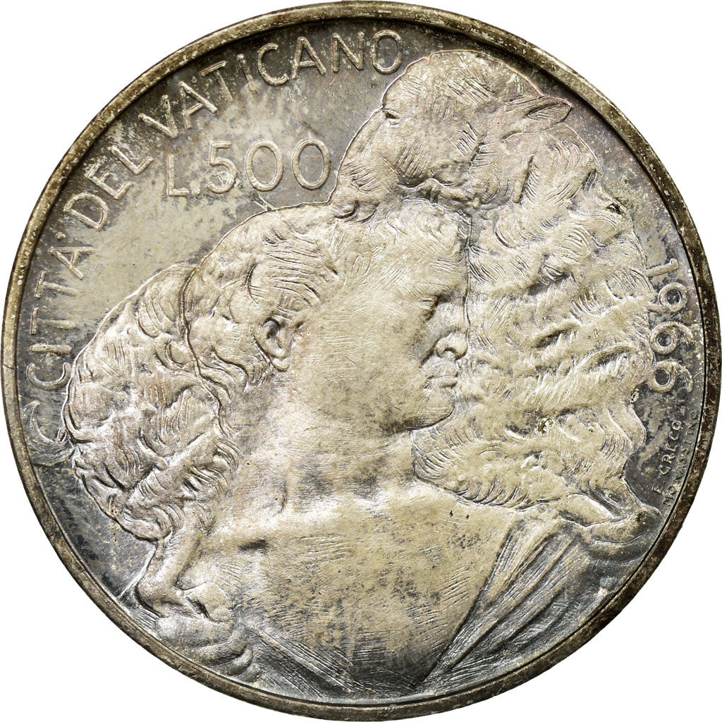 Coin, VATICAN CITY, Paul VI, 500 Lire, 1966, Roma, MS(63), Silver, KM:91