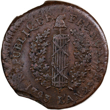 France, 1 Sol, Siège de Mayence, 1793 / An 2, Mayence, Copper, EF(40-45)