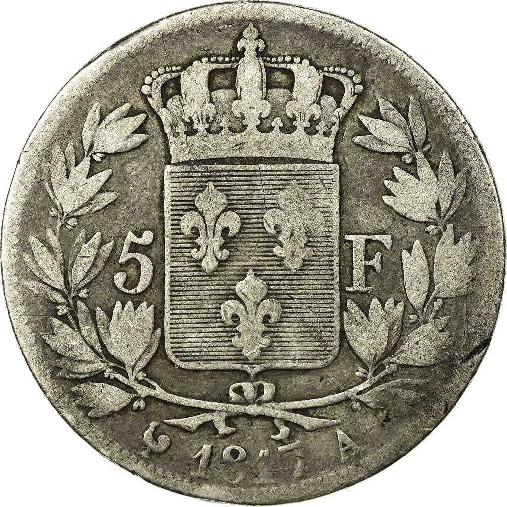 Moeda, França, Louis XVIII, Louis XVIII, 5 Francs, 1817, Paris, VF(20-25)