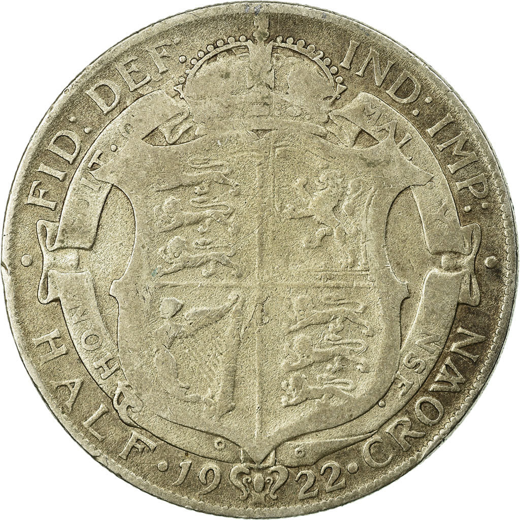 Moneda, Gran Bretaña, George V, 1/2 Crown, 1922, BC+, Plata, KM:818.1a