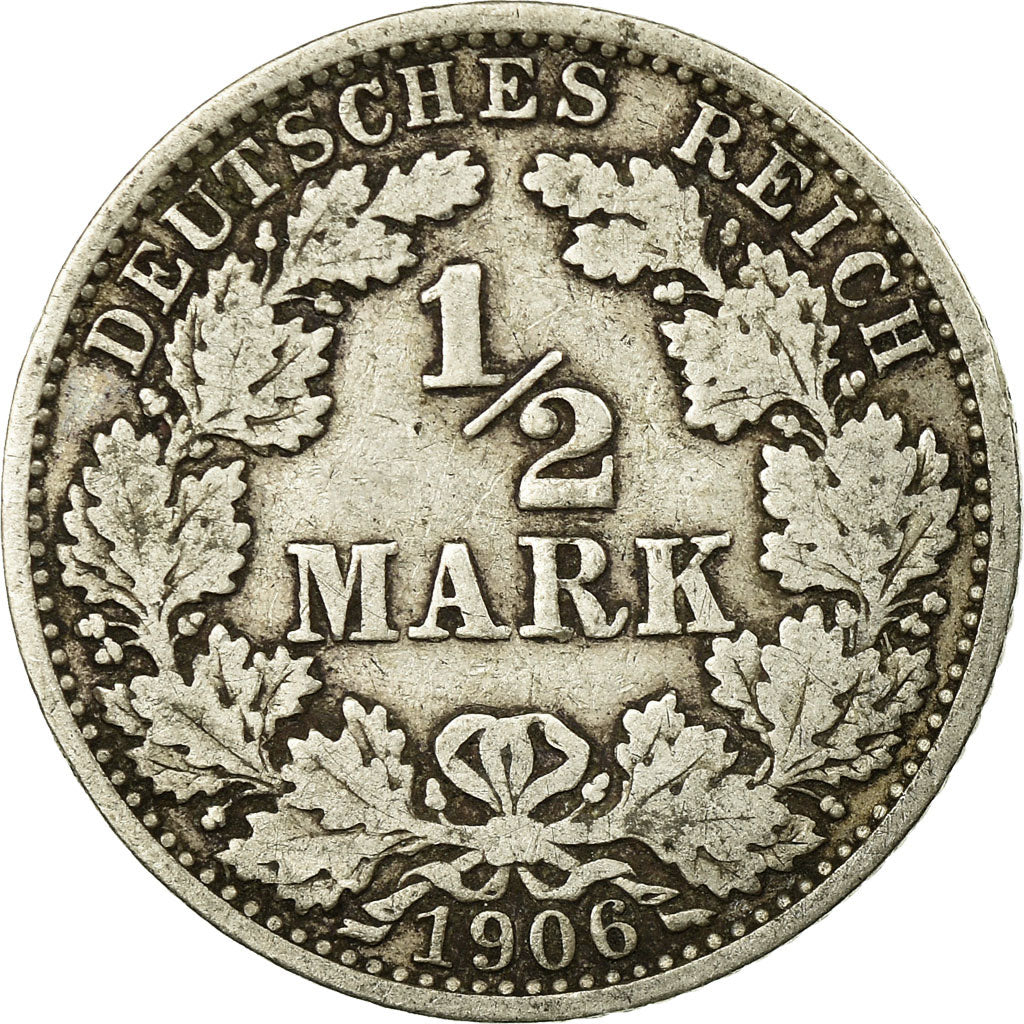 Coin, GERMANY - EMPIRE, 1/2 Mark, 1906, Berlin, VF(20-25), Silver, KM:17