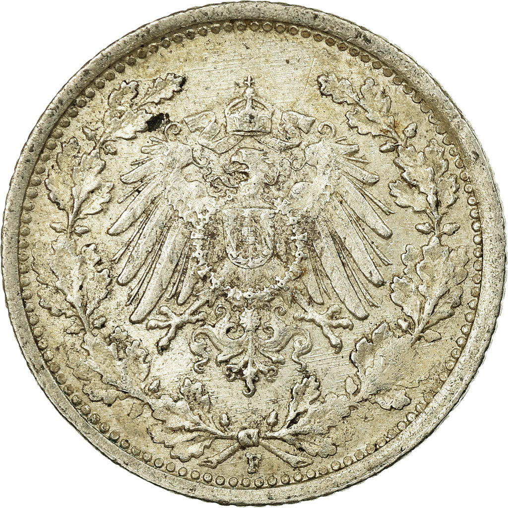 Moneta, GERMANIA - IMPERO, 1/2 Mark, 1918, Stuttgart, SPL-, Argento, KM:17