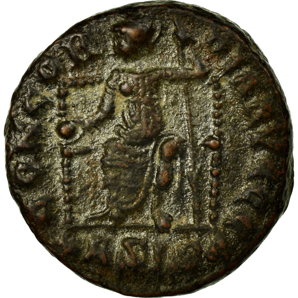 Valentinian II, Nummus, Siscia, Copper, AU(50-53), Cohen:8