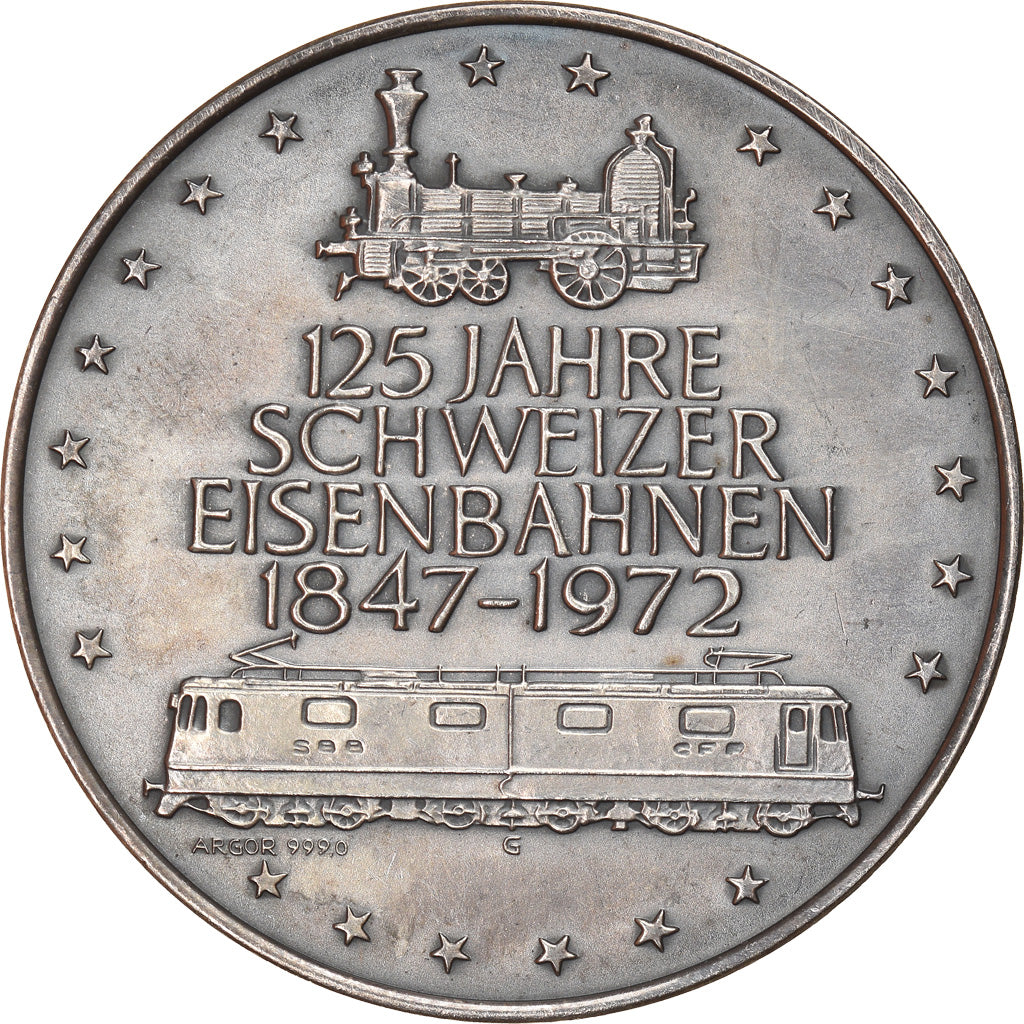 Suíça, Medal, 125 Jahre Schweizer Eisenbahnen, Lokomotive Urnaesch