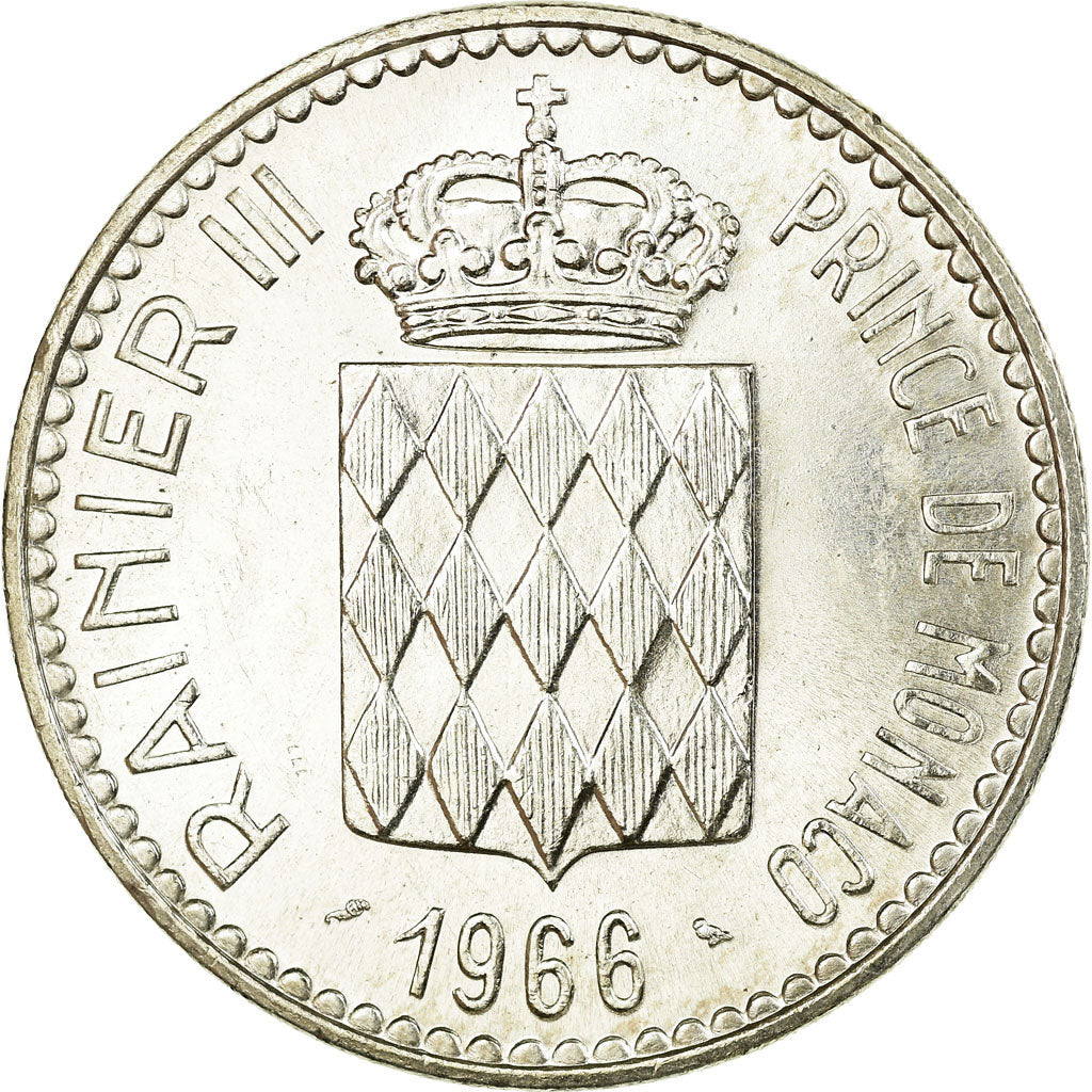 Coin, Monaco, Rainier III, 10 Francs, 1966, AU(55-58), Silver, KM:146