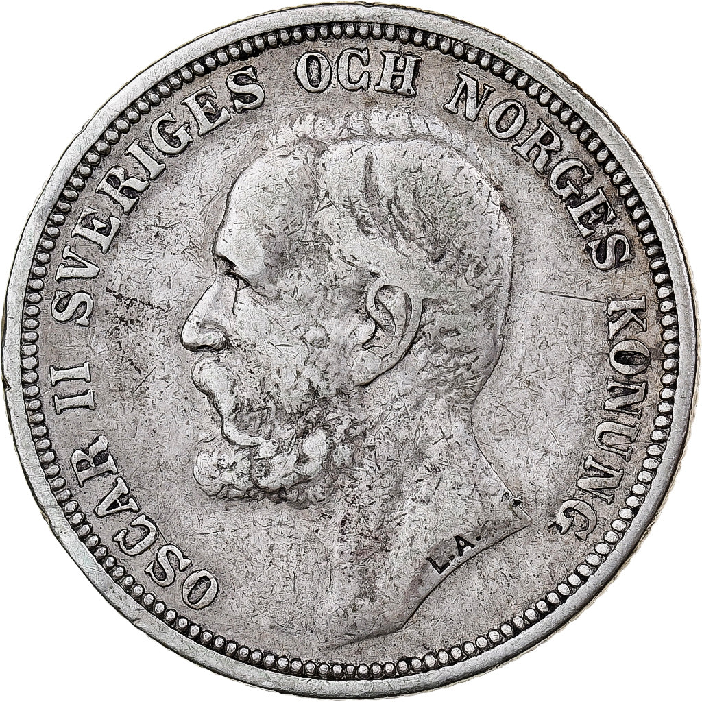 Sweden, Oscar II, 2 Kronor, 1892, Stockholm, Silver, VF(30-35), KM:761