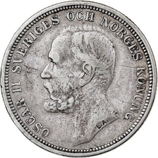 Sweden, Oscar II, 2 Kronor, 1892, Stockholm, Silver, VF(30-35), KM:761