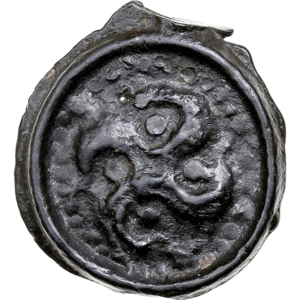 Suessiones, Potin au swastika, 1st century BC, Potin, SS+, Delestrée:214