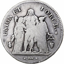 France, 5 Francs, Union et Force, AN 8, Perpignan, Silver, F(12-15)