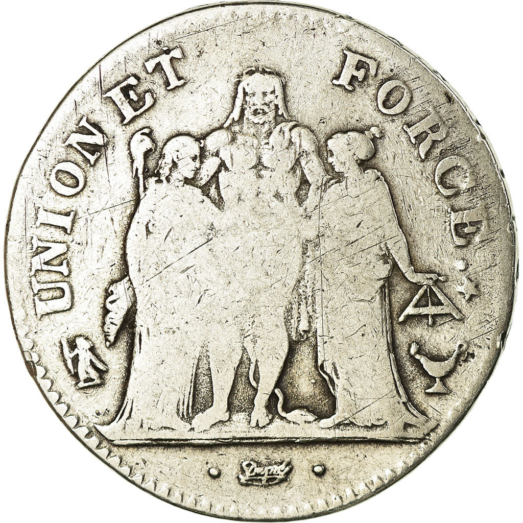 Monnaie, France, Union et Force, 5 Francs, AN 5, Bordeaux, TB, Argent