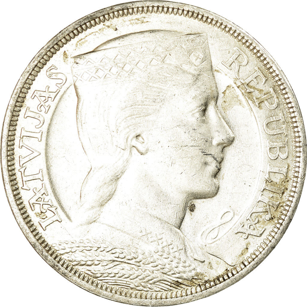 Coin, Latvia, 5 Lati, 1931, AU(50-53), Silver, KM:9