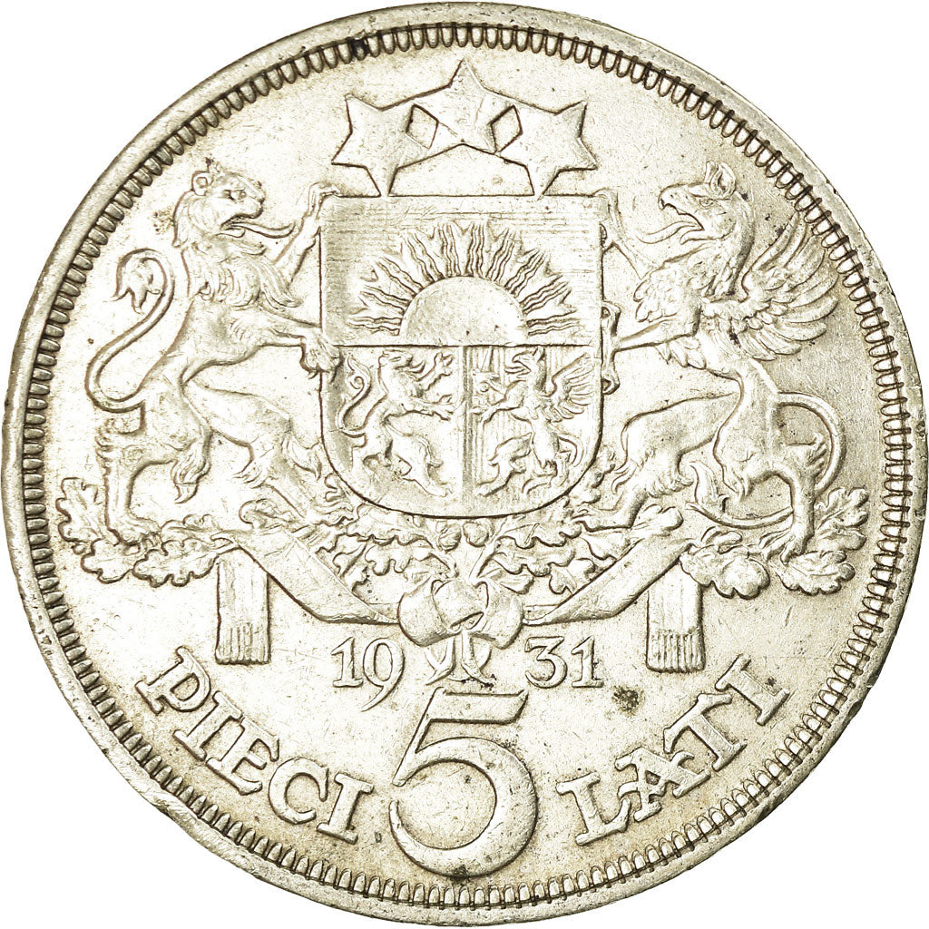 Monnaie, Latvia, 5 Lati, 1931, TTB+, Argent, KM:9
