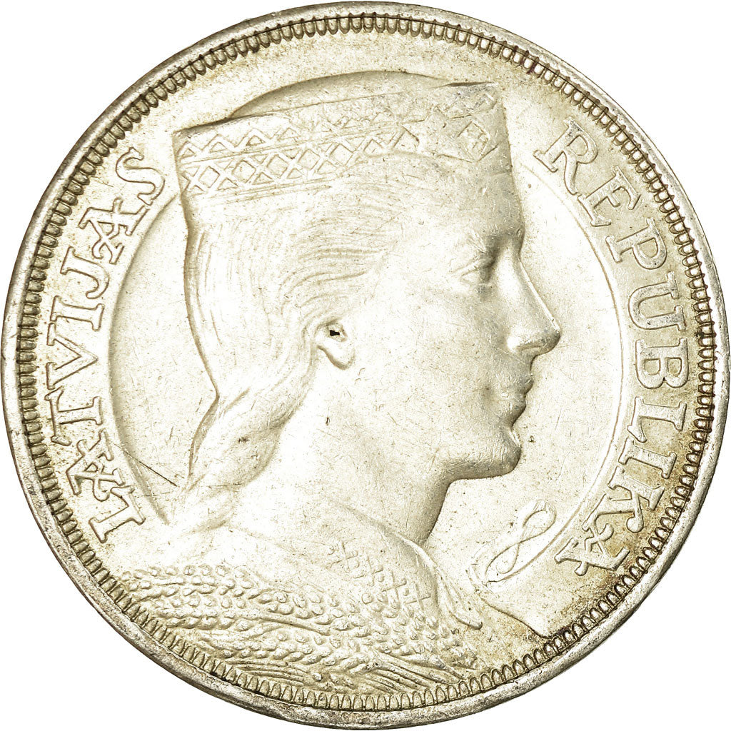 Moneda, Letonia, 5 Lati, 1931, MBC+, Plata, KM:9
