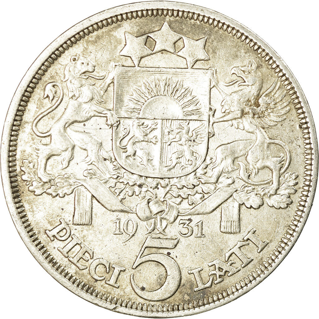 Monnaie, Latvia, 5 Lati, 1931, TTB+, Argent, KM:9